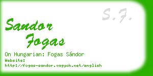 sandor fogas business card